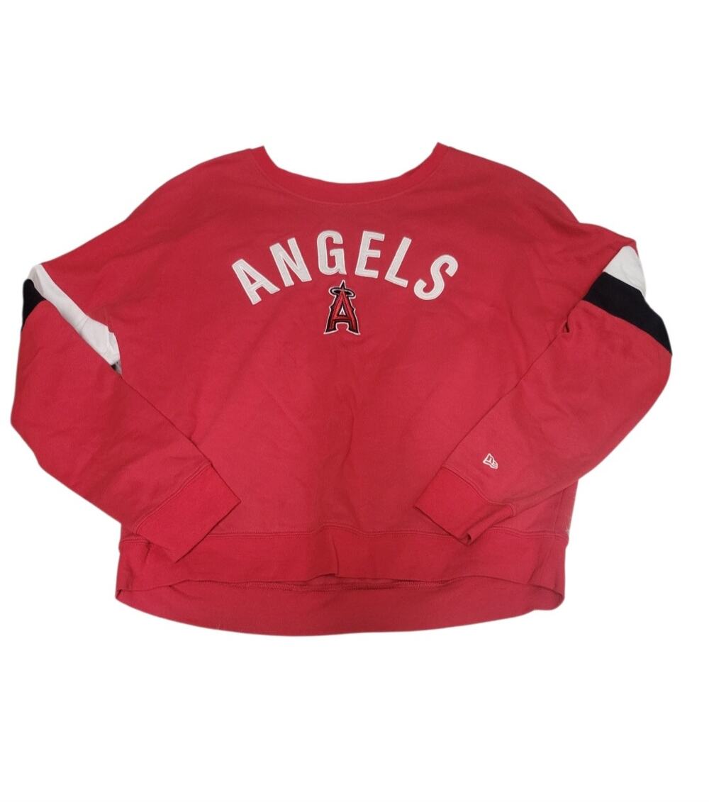 New Era Los Angeles Angels Red Crewneck Pull Over Sweatshirt MLB Women's Size M